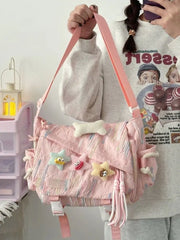 Cyflymder Stylish Backpack Large Capacity Crossbody Bag for School Commuter, Soft Girl Casual Backpack or Shoulder Bag