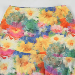 Cyflymder Holiday Slim Floral Printed Mesh Skirts Beach Style Low-Waisted Maxi Skirts Women 2025 Summer Fashion Streetwear Lady