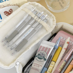 Cyflymder Student Portable Macaron Simple Stationery Case Large Capacity Vertical Strip Storage Pencil Bag