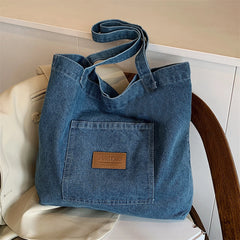 Cyflymder Stylish Canvas Tote Bag with Multiple Pockets Fashionable Shoulder Handbag for Women Spacious and Lightweight for Everyday Use