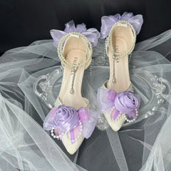 Cyflymder purple luxury designer heels high heels elegant lolita y2k accessories bridal heel wedding bride shoes Japanese style JK shoes