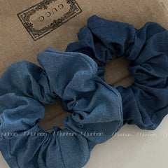 Cyflymder Scrunchies for Hair Denim Style Chic Girls Hairties Hair Accessories for Women Elastic Rubber Bands