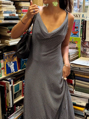 Cyflymder Summer Woman Sleeveless Backless Sexy Party Evening Dress Women Elegant Polka Dot Print Slim High Street Midi Dress Mujer