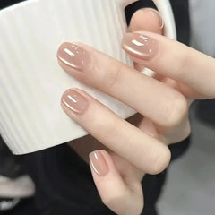 Cyflymder 30Pcs Minimalist Short Square False Nail Wine Red Press on Nails Wearable Reusable Fake Nails Tips for Women Girls 2025 New