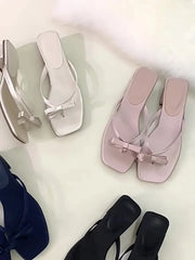 Cyflymder Slippers Women Summer Square heel Luxury Slides Sliders Shoes Rubber Flip Flops Low Pantofle Butterfly-Knot Soft Block Designer