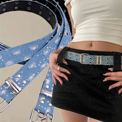 Cyflymder New y2K Fashion Belts Punk Accessories Casual HipHop Star Rivet Hollowed Buckle Waist Belt For Men Women Desinger Belt