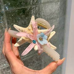 Cyflymder New Ocean Starfish Series Hair Claw Flower Starfish Shell Hairpins Crab Hair Clips for Woman Vacation Beach Hair Accessories