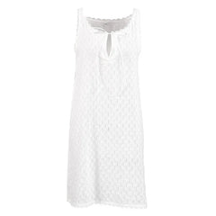 Cyflymder Spring Women's Clothing Sexy V Neck Cotton Nightgowns For Ladies Elegant Sleepwear Soft Hollow Out Long Sleeve Midi Dress