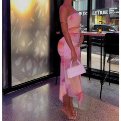 Cyflymder Women's Clothing Micro-transparent Splicing Backless Sexy Hip Skirt One-word Collar Slim Tube Top Long Dress