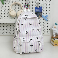 Cyflymder High-capacity Women Sweet Preppy Backpacks Japanese Y2k Aesthetic Fashion Students Backpack Kawaii Striped Bow Print Schoolbags