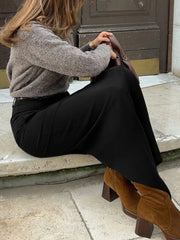 Cyflymder Fashion Commuting Maxi Skirt Women High Waist Slim Solid Patchwork Streetwear Autumn Clothes Female Straight Maxi Skirt