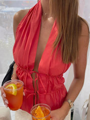 Cyflymder Romore Orange Sexy Bal Beachside Summer Trendy Vest Faionable Cover-Up Strapl Crop Top for Holiday Wear