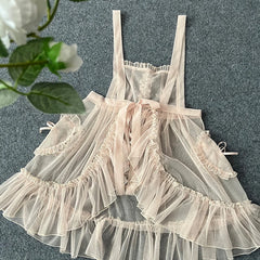 Cyflymder Japanese Sweets Lolita Jsk Dresses Kawaii Women Sleeveless Kawaii Elegant Lace Mesh Princess Strap Dress Harajuku Lolita Dress