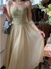 Cyflymder Vintage Boho Dress Women Summer French Retro Lace Elegant Midi Dress Casual Sleeveless Party Beach Cottagecore Dress