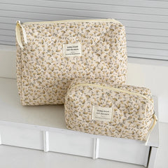 Cyflymder Retro Aesthetic Floral Pencil Case for Kids Girl Corduroy Flower Series Stationery Organizer Large Capacity Pen Bag Student