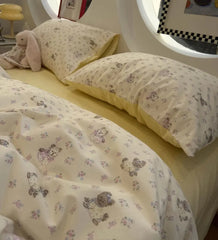 Cyflymder Cute cartoon dog flower bedding set teen 1.2 1.5 1.8,twin full queen lovely cotton home textile sheet pillow case quilt cover