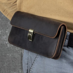 Cyflymder Vintage American Style Genuine Leather Men's Waist Bag Crossbody Phone Pouch Furry Cow Leather Top Layer Batch Production