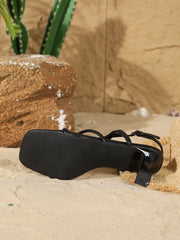 Cyflymder Women's Sandals Square Open Toe Kitten Heels Strappy Ankle Strap Sandals for Women Comfort Dress Party Shoes