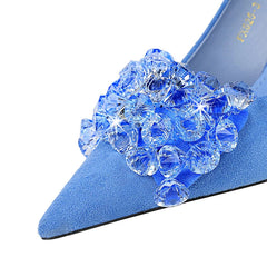 Cyflymder Shoes Rhinestone Women Pumps Bowknot High Heels Luxury Gemstone Banquet Shoes Stilettos Heels 9 Cm Ladies Shoes
