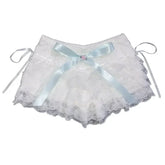 Cyflymder Multilayer Lace Shorts Women Lolita Ribbons Flower Ruffles Elastic Waist Cute Bottoming Shorts for Sweet Girls Kawaii Clothes