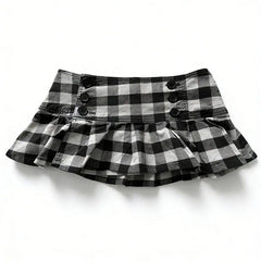 Cyflymder New Euramerican Low Waist Sweet Cool Girl Skirts Y2k Aesthetic Constrast Color Plaid Pleated Jupe Harajuku Buttons Design Skirts