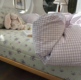 Cyflymder Romantic sweet purple plaid flower bedding set,twin full queen king fairyfair cotton home textile sheet pillow case quilt cover