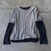 Cyflymder Nicje Gothic Constrast Color Fake Two Piece Y2k Autumn High Street Lazy Patchwork Long Sleeve Loose Women T Shirt Casual Tops