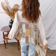 Cyflymder Autumn Patchwork Floral Printed Long Sleeve Blouses Shirts For Women Casual Oversize Loose Gypsy Blusas Boho Beach Ladies Tops