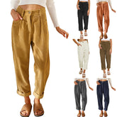Cyflymder Autumn New High Waist Women Casual Pants Solid Color Corduroy Loose Straight Leg Long Trousers For Women