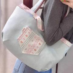 Cyflymder Contrast Color Patchwork Kawaii Plaid Shoulder Bags All Match Women Sweet Casual Handbags Korean Y2k Aesthetic Chic Underarm Bag