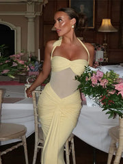 Cyflymder Sexy Party Women Dress Halter Sleeveless Backless Slim Hip Package Maxi Slid Female Dresses 2025 Evening Elegant Chic Lady Robe