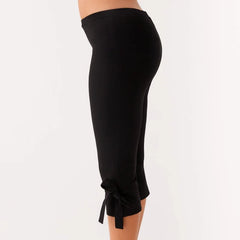 Cyflymder Women Bow Tie Up Skinny Capri Leggings Knee Length Capris Pants Sexy Stretchy Slim Fit Cropped Trousers