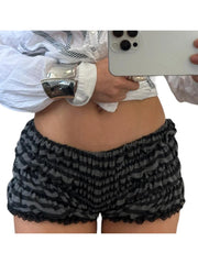 Cyflymder Women s Lace Trim Elastic Waist Pajama Shorts with Ruched Detail - Soft and Comfortable Sleepwear Bottoms for Summer Casual Wear