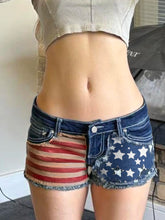 Cyflymder Asymmetrical Print Retro Denim Shorts Distressed y2k Low Rise Skinny Hot Sexy Denim Shorts Summer Streetwear Chic Shorts