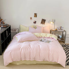 Cyflymder 4pcs Skin-friendly Quilt Cover Plaid Style Duvet Covers Double Side Bed Cover постельное белье Home Comforter Covers