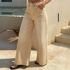 Cyflymder European and American style women's jeans wide leg pants jeans pants trousers