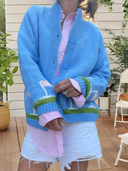 Cyflymder Women s Cozy Oversized Sweater with V-Neckline and Cable Knit Detailing for Fall Winter Fashion Statement