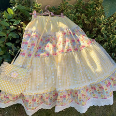 Cyflymder New Spliced print Loose Summer Design Cake High Waist Floral Retro Skirt Color Block