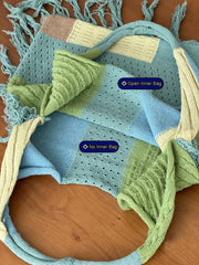 Cyflymder Tassel Bohemia Splicing Knitted Shoulder Bag Crochet Handbag Retro Woven Tote Bags For Women