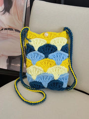 Cyflymder New Crochet Mermaid Tail Beach Phone Bag Women's Cute Design Sensation Crossbody Bag Soft Fabric Summer Handbag