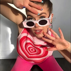 Cyflymder Sweet Y2k Knit Sweater Sleeveless Summer Aesthetics Heart Tank Tops Women Turtleneck Pullover Knitwear Cropped Top Harajuku Vest