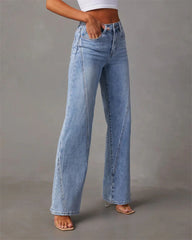 Cyflymder Fashion Patchwork Wide Leg Jeans Women Mid Waist Loose Micro Flared Denim Pants Female Commuter Trousers Casual Streetwear