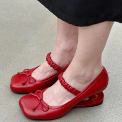 Cyflymder Sweet Bow Decoration Strange Heel Round Toe Mary Jane Shoes for Women Street Style Designer High Heels Elegant Party Dress Shoes