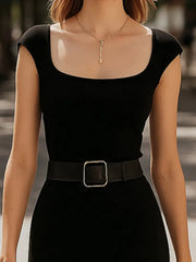 Cyflymder Spring Summer Dress Women Sleeveless U-Neck Solid Sexy Elegant Evening Party Skinny Stretch Midi Bodycon Black Dresses