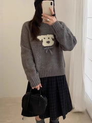 Cyflymder Y2k Aesthetic Vintage Cartoon Casual Grunge Pullovers Women Harajuku Kawaii Cute Bow Jumper Autumn Streetwear Loose Sweater