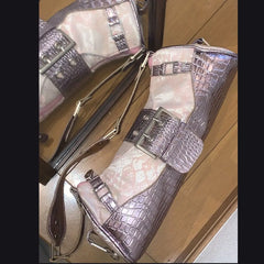 Cyflymder Hot Girl Vintage Y2k Pink Underarm Bag Women Faux Crocodile Patchwork Large Capacity Handbag Ladies Fashion Casual Shoulder Bags