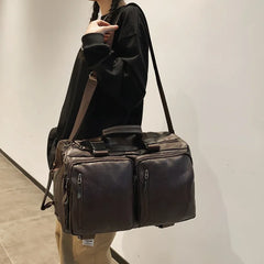 Cyflymder Travel Backpack Gym Fitness Bag Women Men PU Large Capacity Training College Students Schoolbag Sports Laptop Vintage Daypack