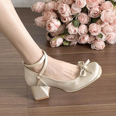 Cyflymder Lolita Shoes Brief Pumps Increasing Height Chunky Sandals 2025 Clogs for Women Shallow Mouth Sexy Heels Mary Jane Sweet Block Bo