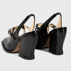 Cyflymder Temperament Thick Heel Sandals Summer New Square Head Shallow Mouth Metal Buckle Anti-slip Wear-resistant High Heels