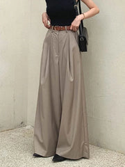 Cyflymder Korean chic autumn new temperament pleated drape high waist loose versatile wide leg solid color casual pants 2025 New
